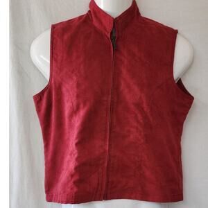 Monterey Vintage Red  Golf Vest Vegan Suede  Lightweight Full Zip Women's S
